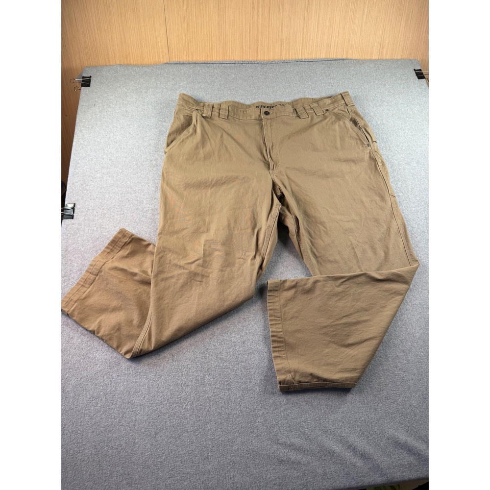 Duluth Trading Co Flex Fire Hose Relaxed Fit Pants Khaki Tan Mens Big 48x30 - Picture 1 of 13